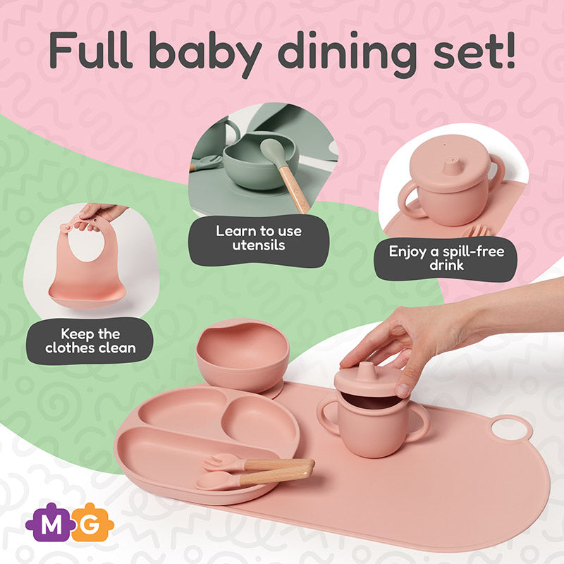 Silicone Baby Dining Set with Non-Slip Mat and Bib