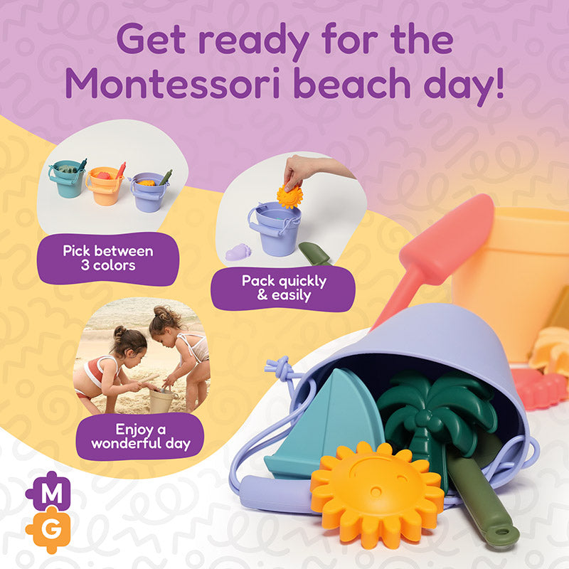 Silicone Beach Toy Set with Bucket and Molds