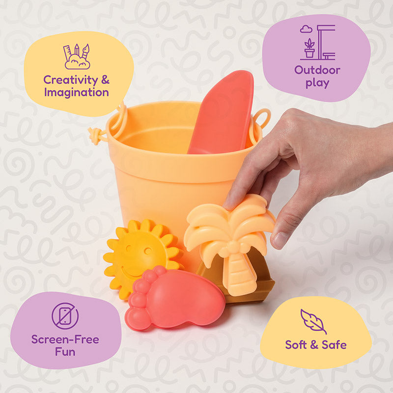 Silicone Beach Toy Set with Bucket and Molds