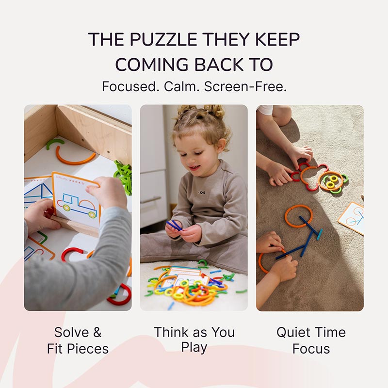 Tetris Puzzle Game with Wooden Board and Challenge Cards