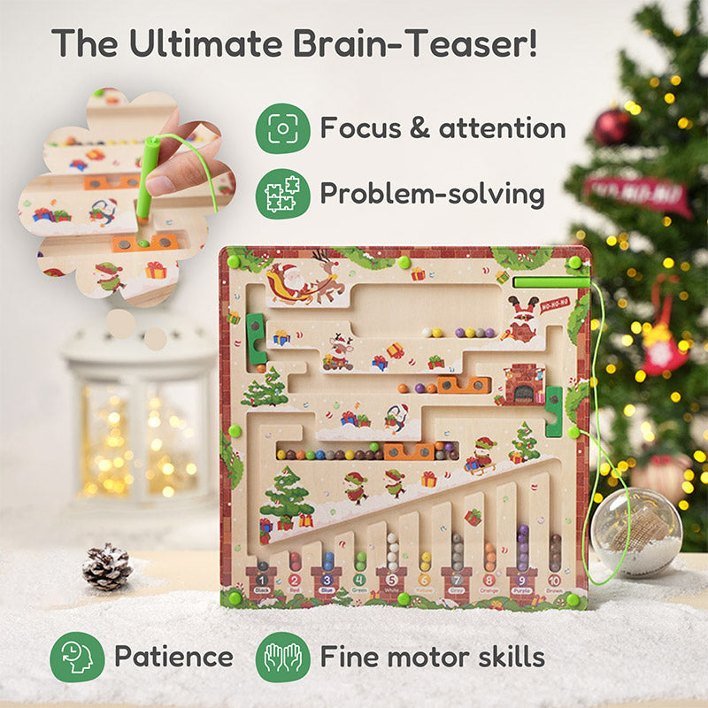 Christmas Magnetic Maze Board with Numbered Bead Paths
