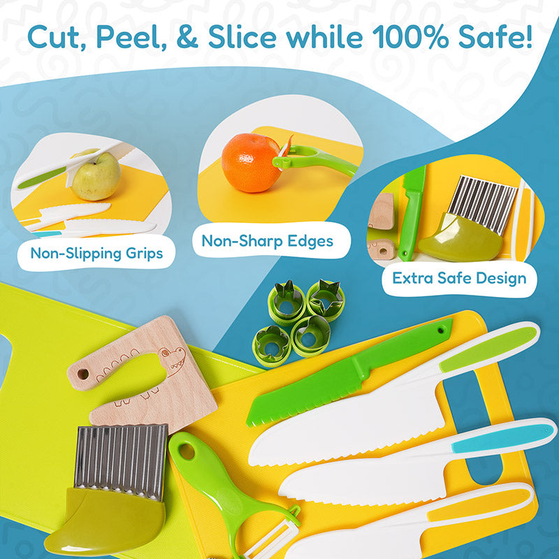 Kids Cooking Tools Set with Cutting Boards and Knives