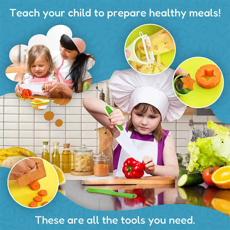 Kids Cooking Tools Set with Cutting Boards and Knives