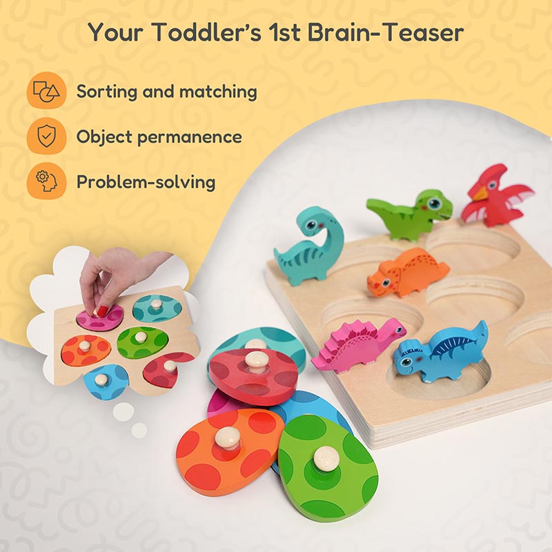 Dinosaur Puzzle Toy with Eggs and Matching Shapes