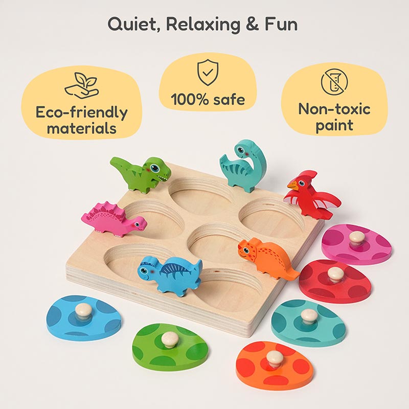 Dinosaur Puzzle Toy with Eggs and Matching Shapes