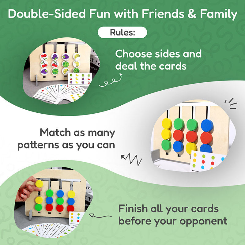 Logic Puzzle Toy with Double-Sided Wooden Board and 18 Challenge Cards