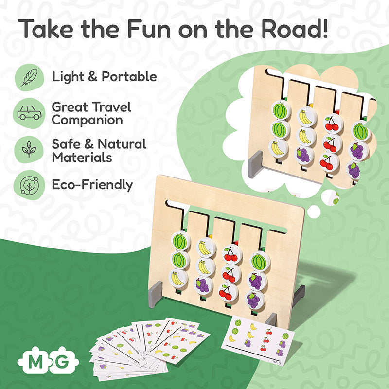 Logic Puzzle Toy with Double-Sided Wooden Board and 18 Challenge Cards