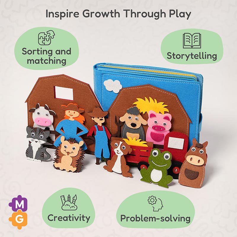 Farm Busy Book with 10 Interactive Felt Pages