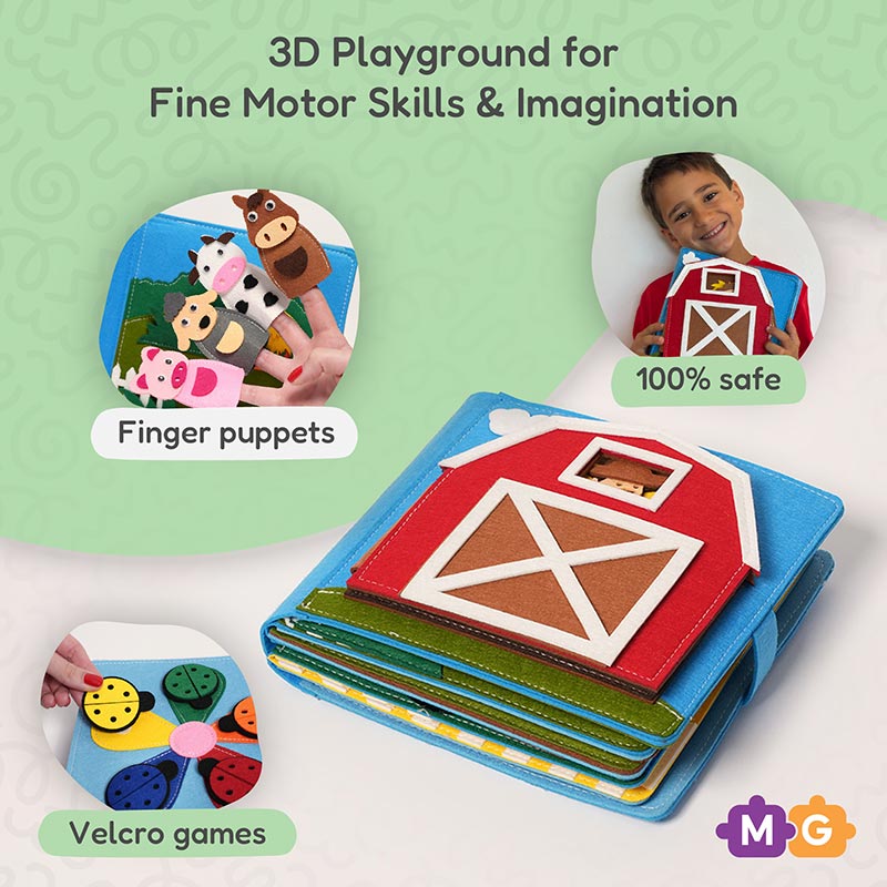 Farm Busy Book with 10 Interactive Felt Pages
