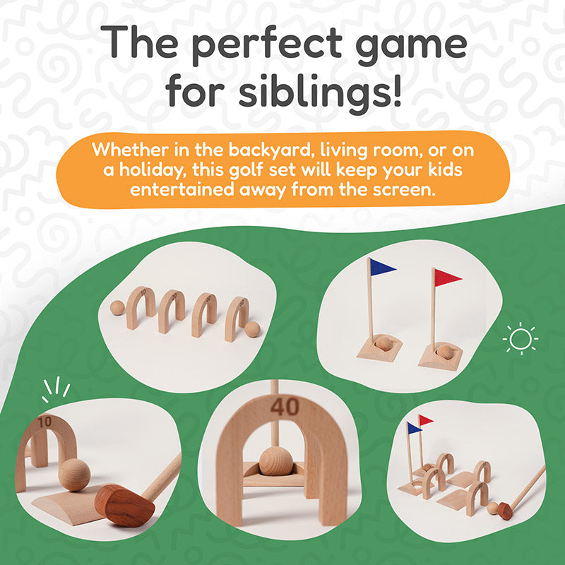 Wooden Croquet Set for Kids with 6 Scoring Arches