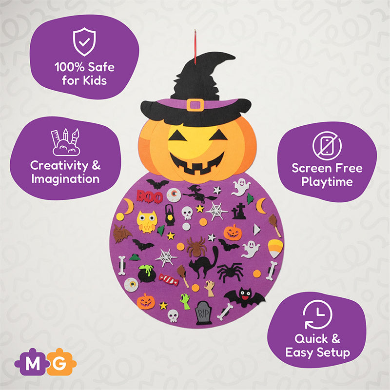 Felt Halloween Decoration with Pumpkin and 53 Pieces