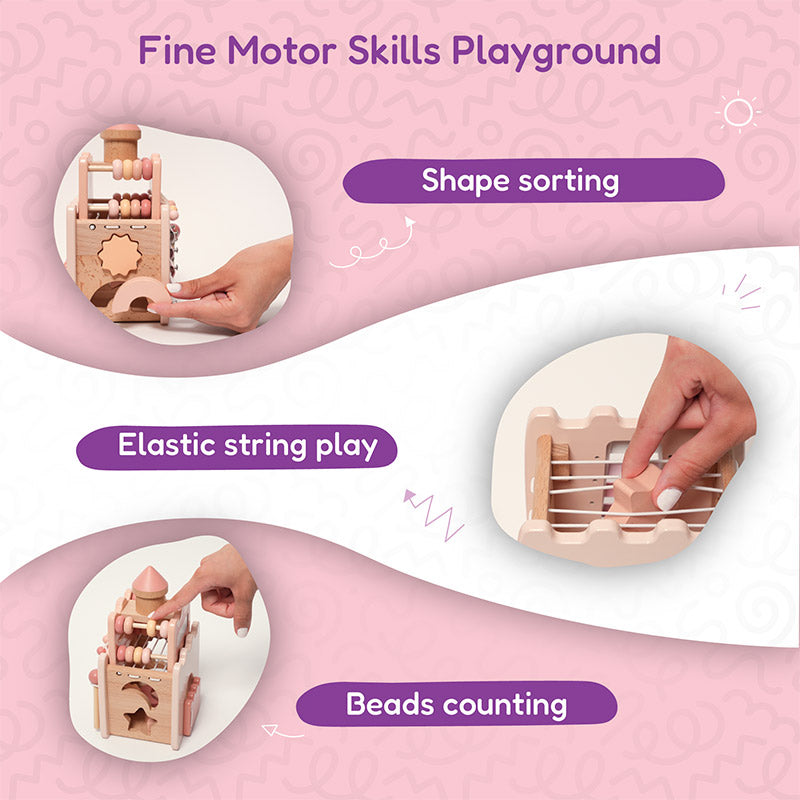 Wooden Castle Activity Toy with Xylophone and Shape Sorter