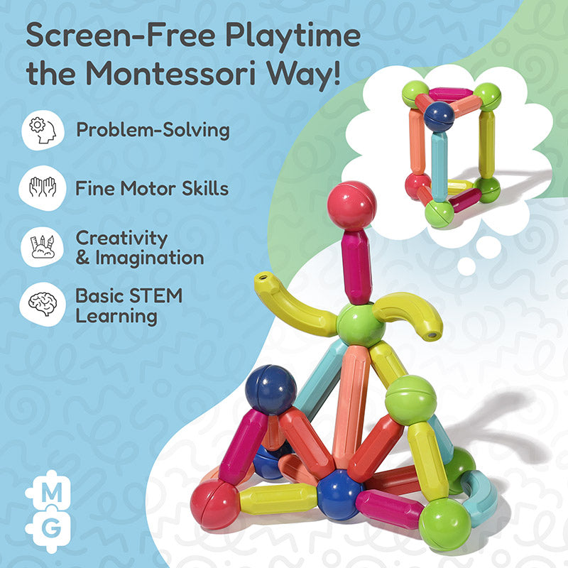 Magnetic Building Blocks, 36-Piece Colorful Construction Set