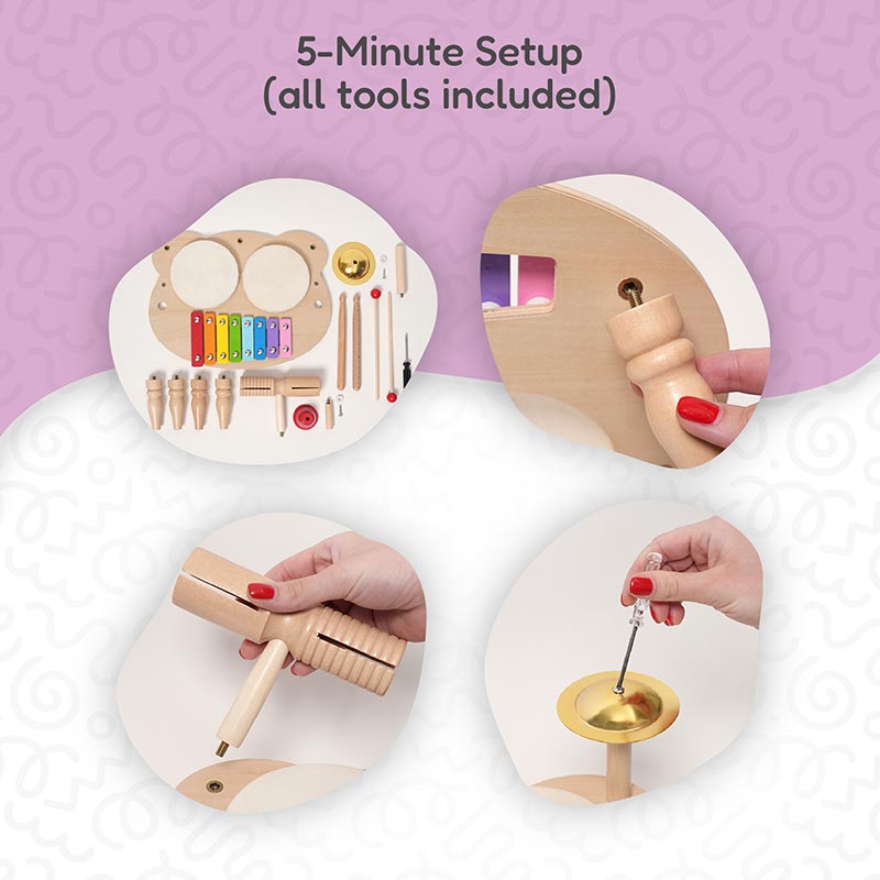 Wooden Percussion Set with Xylophone and Drums