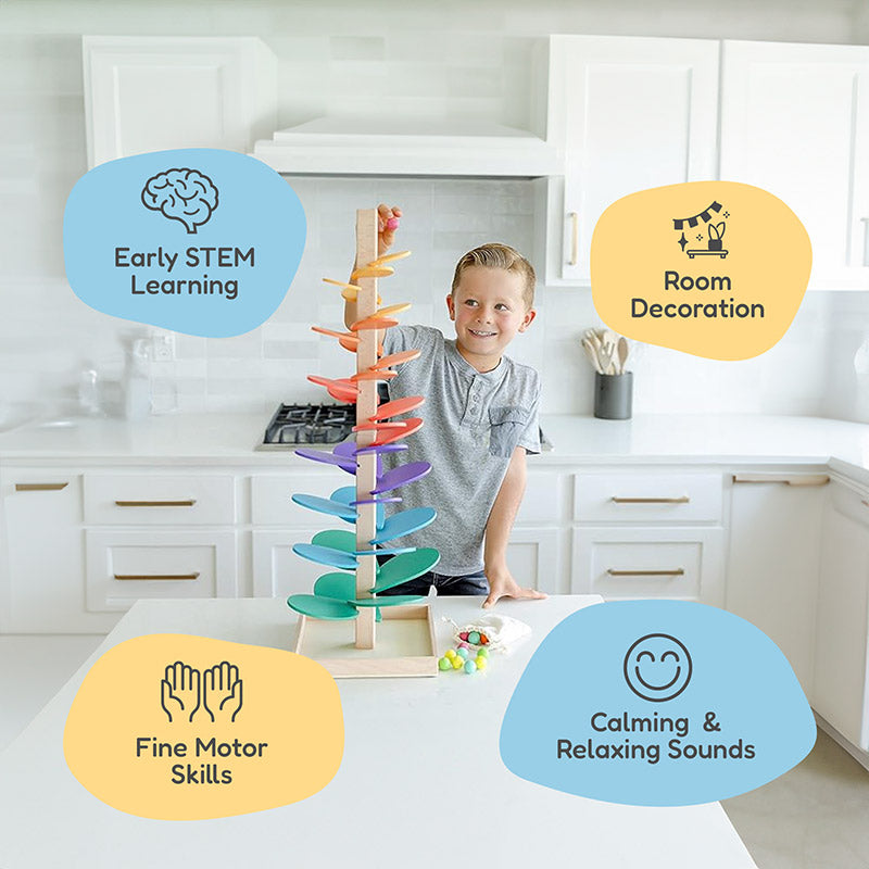 Marble Run Toy, Rainbow Tree with 30 Colorful Leaves
