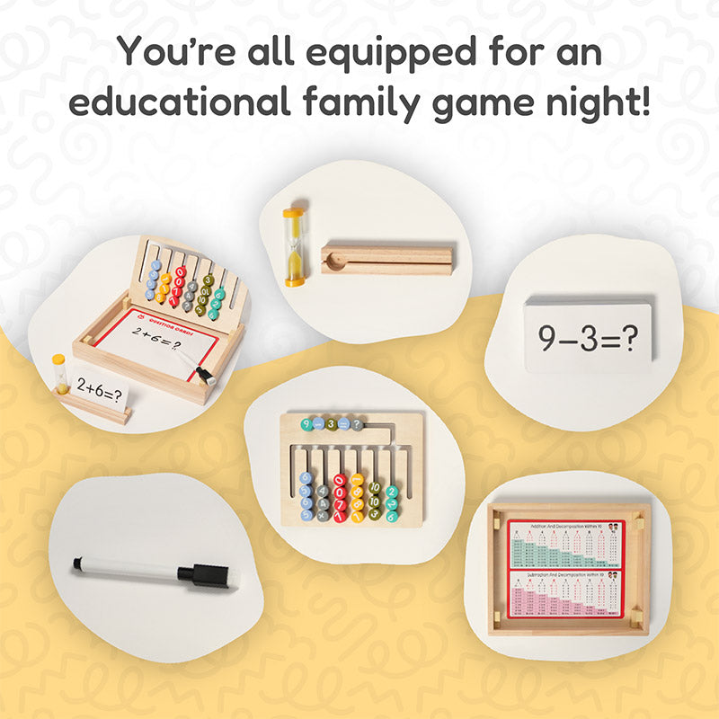 Math Learning Game with Abacus Maze and Spelling Cards