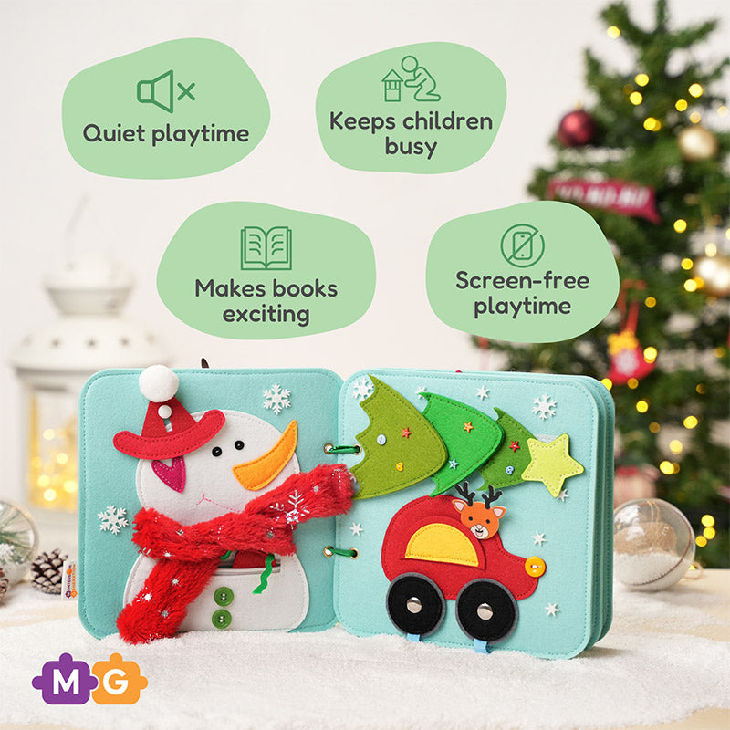 Felt Quiet Book with Reindeer Theme and Interactive Pages