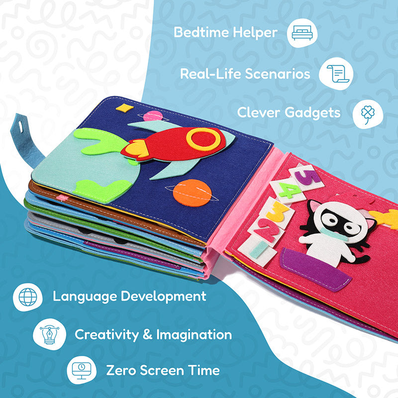 Felt Storybook with 16 Interactive Pages and Characters