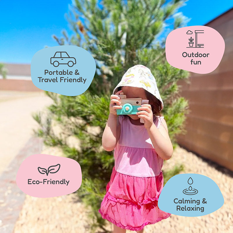 Wooden Toy Camera with Strap, Pretend Play Photography