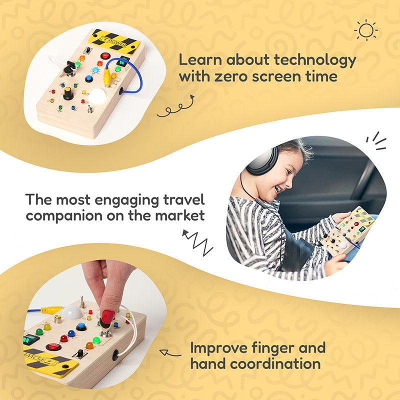 Sensory Busy Board with Switches, Buttons and Lights