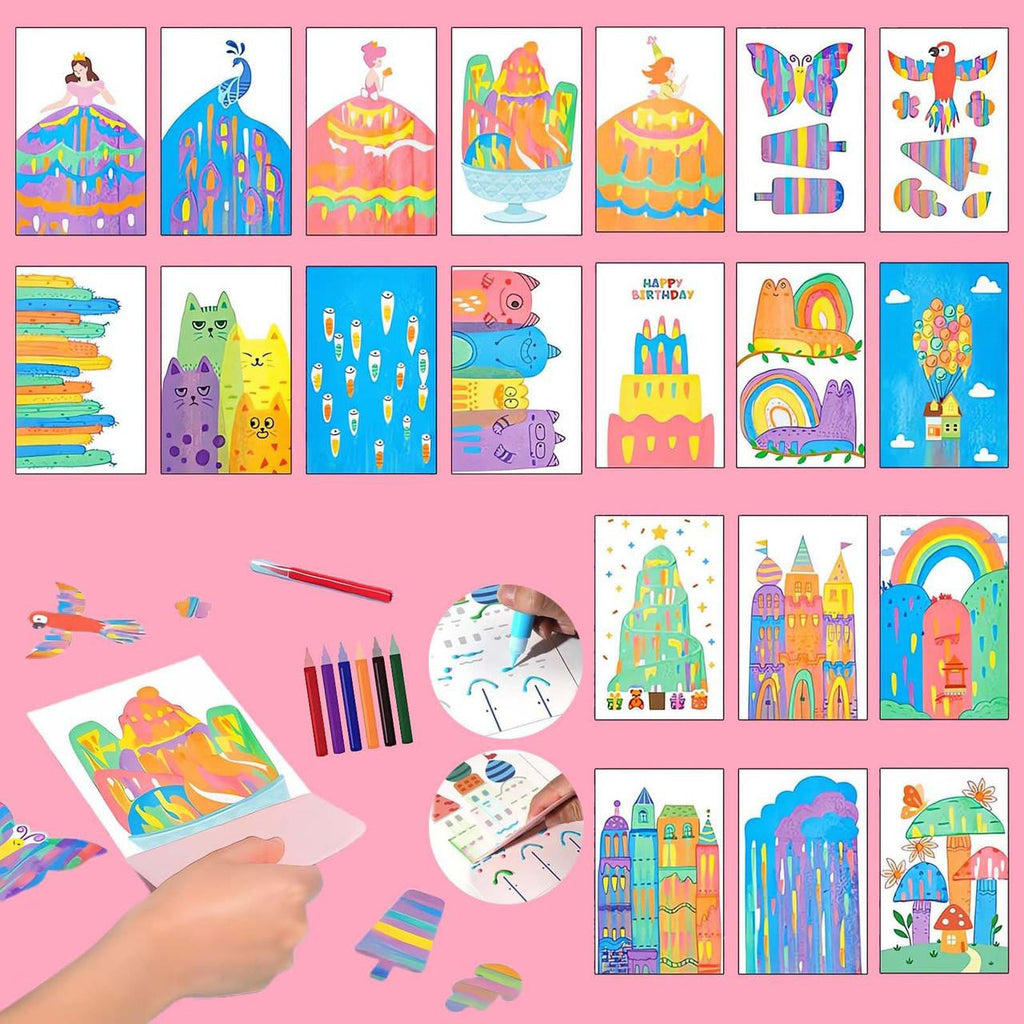 Scratch Art Kit for Kids with 20 Cards and Accessories