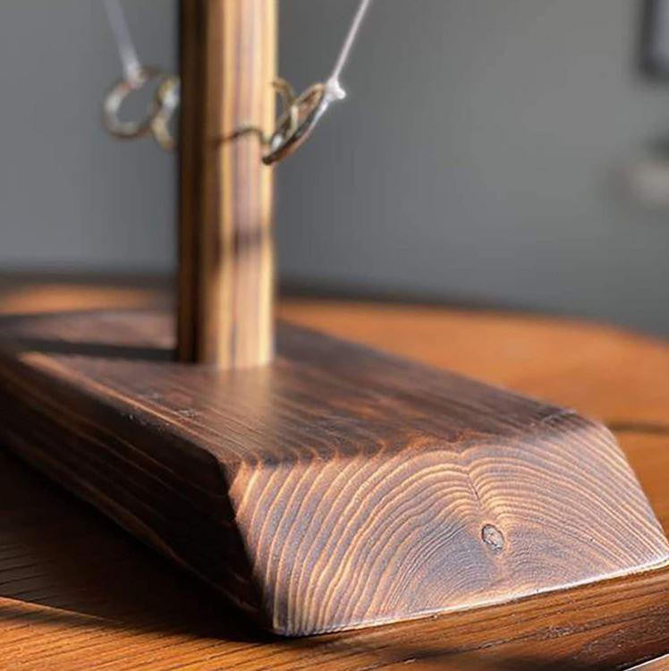 Hook and Ring Toss Game with Wooden Base and Ladder