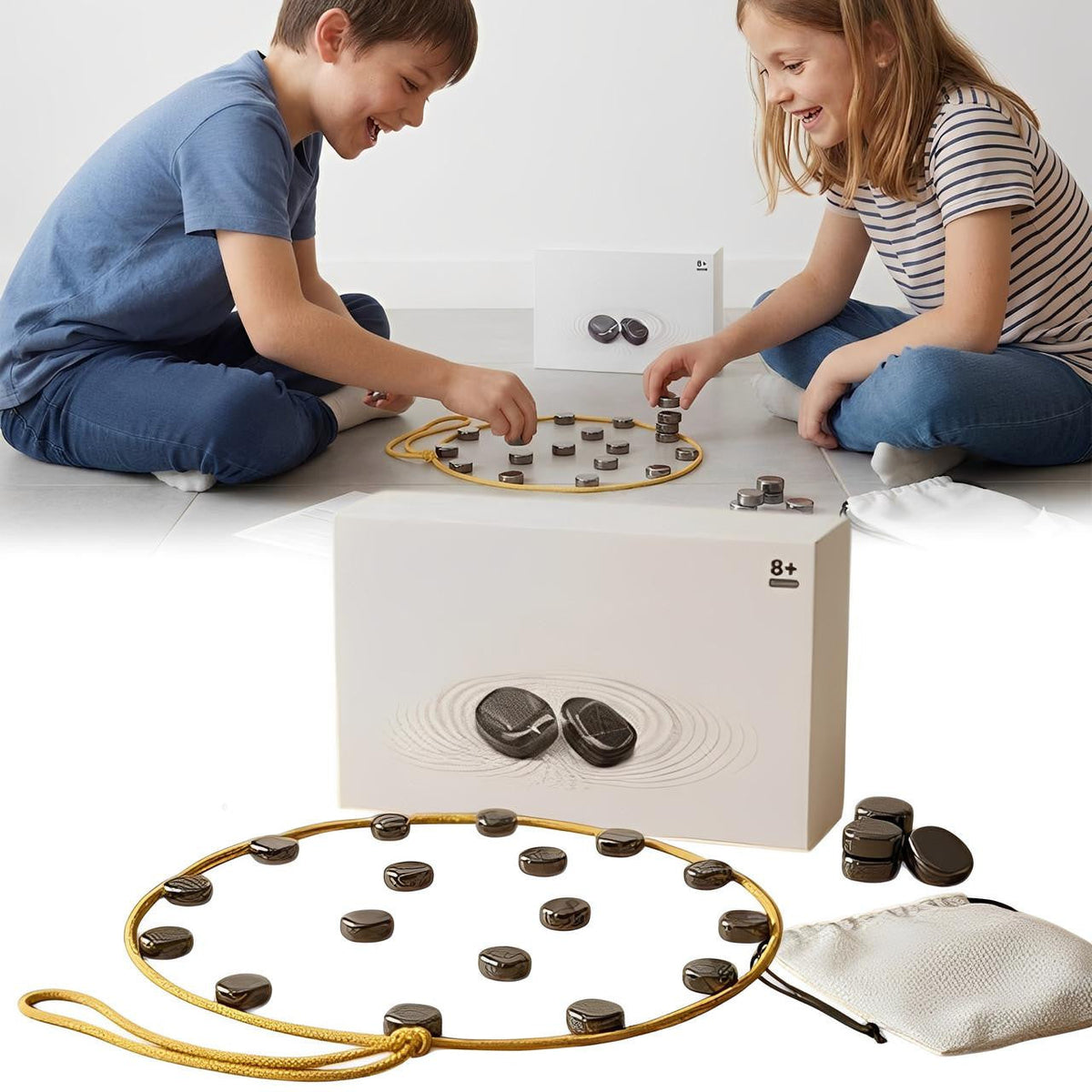 Magnetic Stones Game with Golden Ring and Travel Pouch