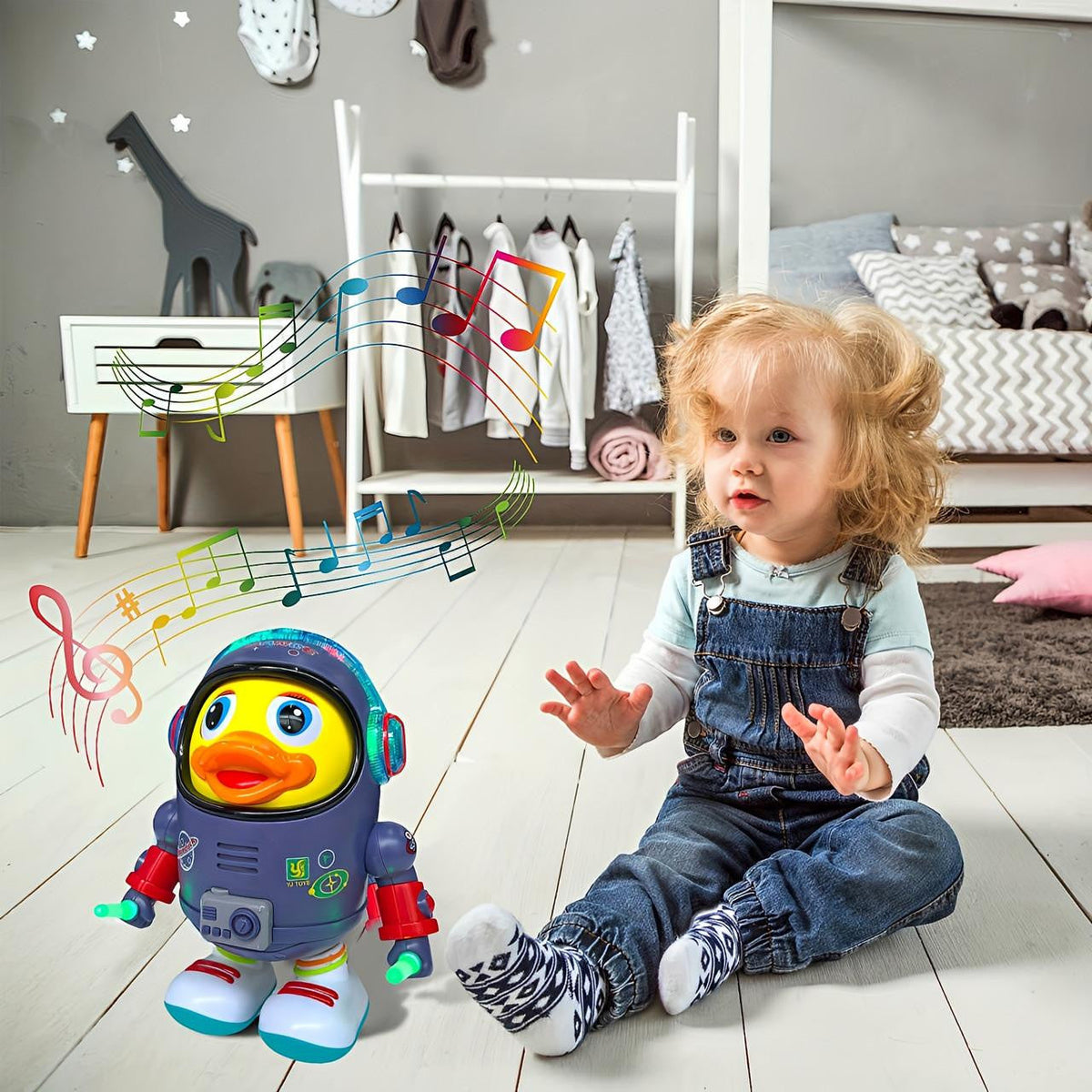 Musical Dancing Toy, Astronaut Duck with Lights