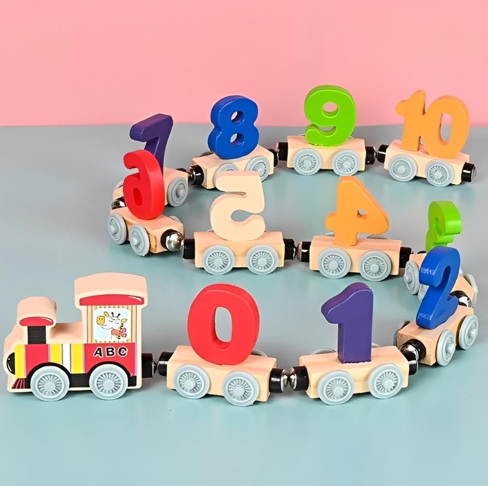 Wooden Number Train with Magnetic Connectors