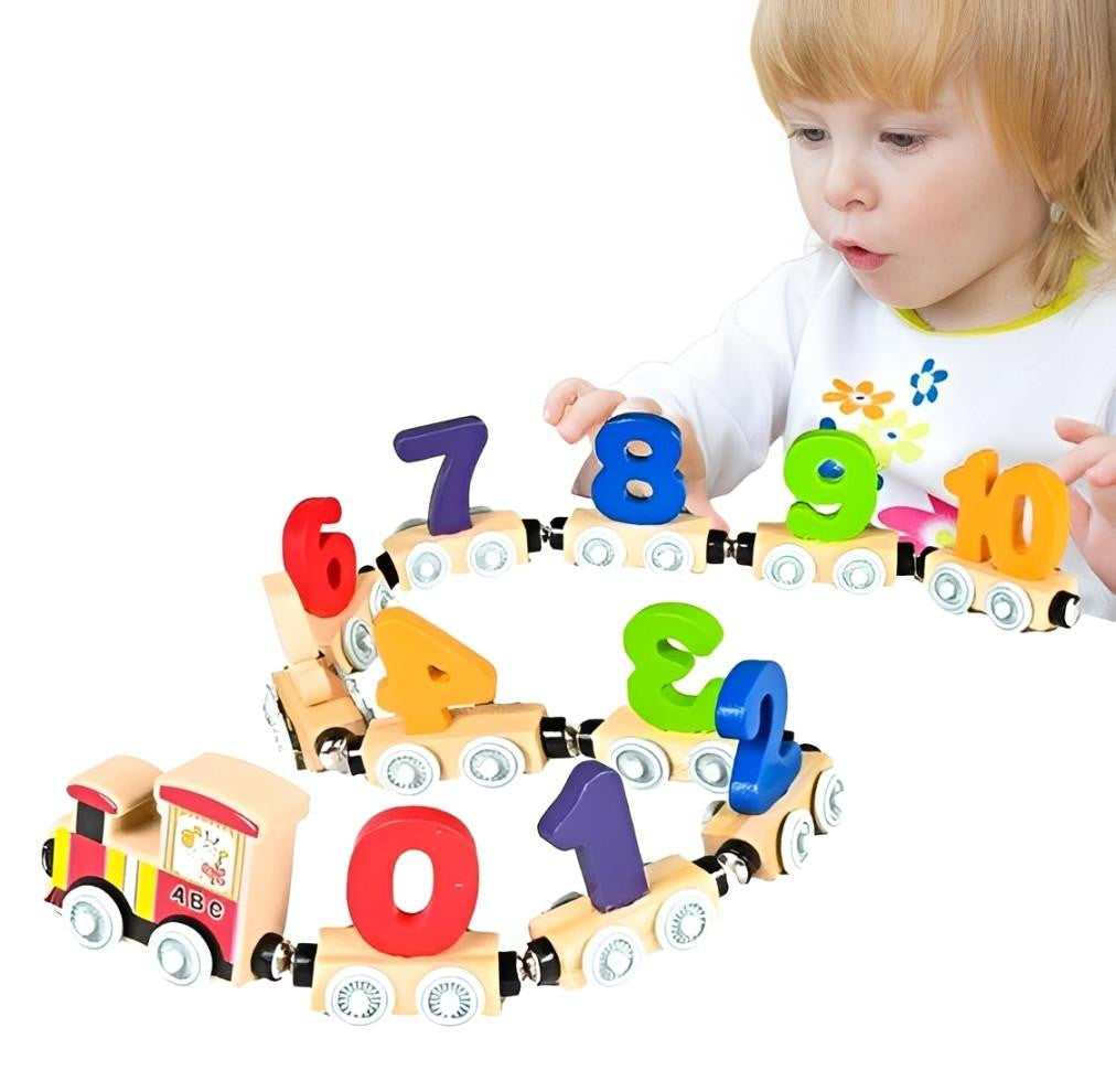 Wooden Number Train with Magnetic Connectors