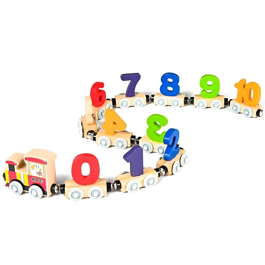 Wooden Number Train with Magnetic Connectors