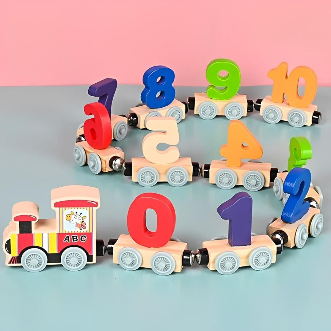 Wooden Number Train with Magnetic Connectors