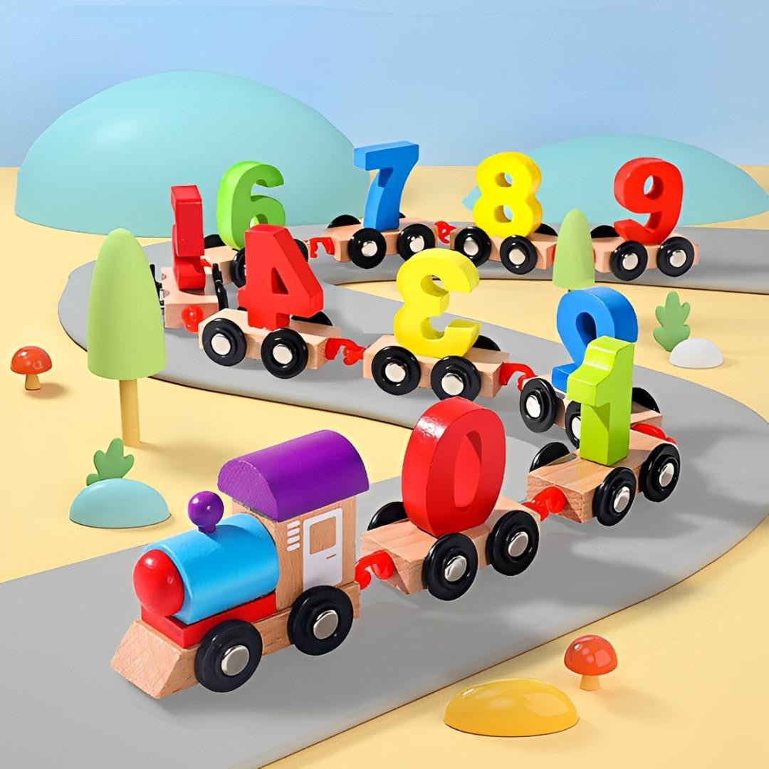 Wooden Number Train with Magnetic Connectors