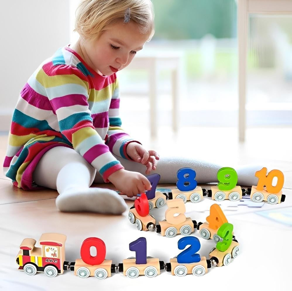 Wooden Number Train with Magnetic Connectors