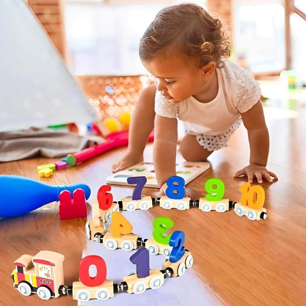 Wooden Number Train with Magnetic Connectors