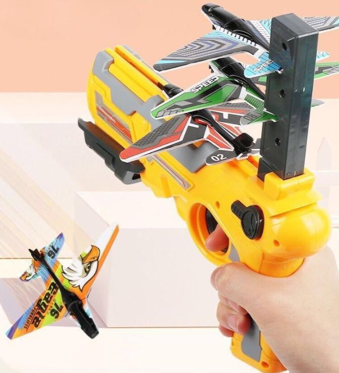Foam Plane Launcher Toy with 4 Gliders for Outdoor Play