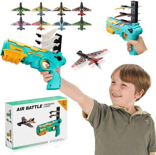 Foam Plane Launcher Toy with 4 Gliders for Outdoor Play