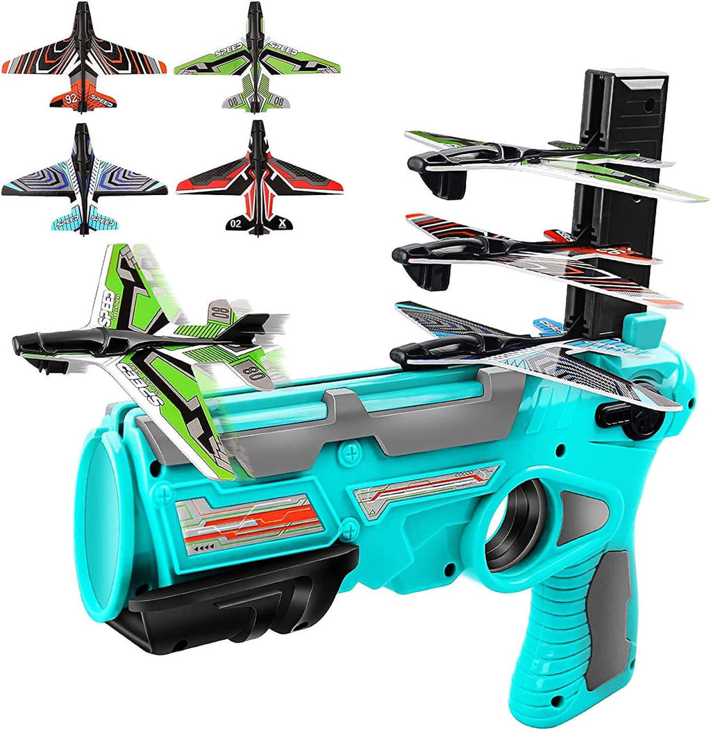 Foam Plane Launcher Toy with 4 Gliders for Outdoor Play