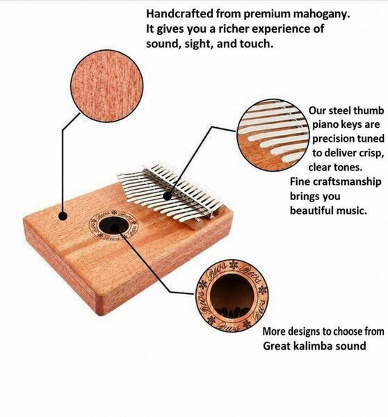 Kalimba 17 Keys Thumb Piano in Mahogany Wood
