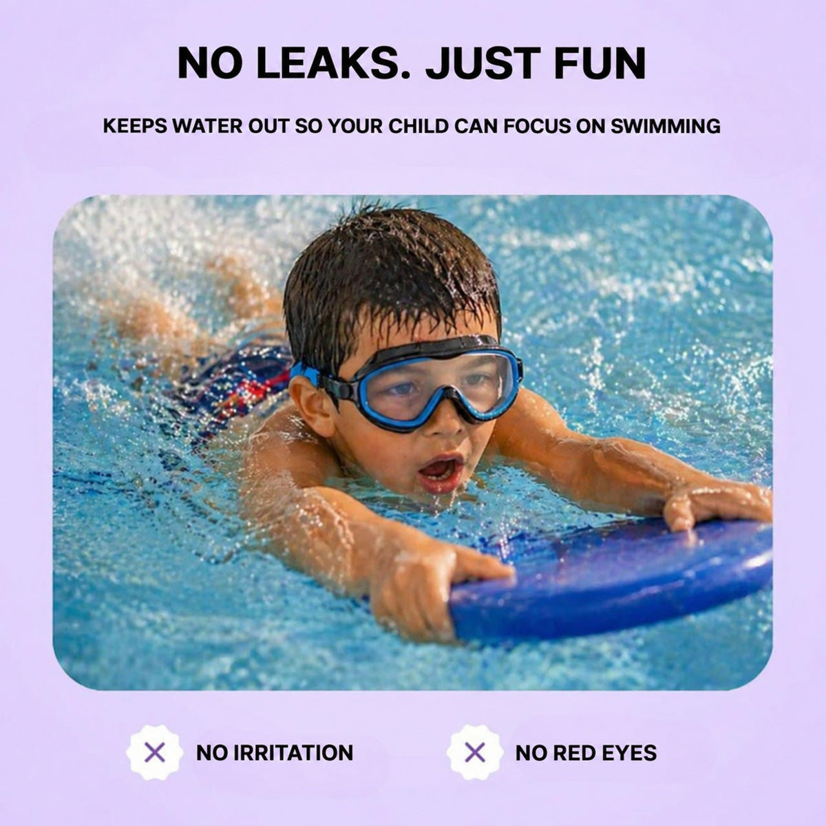 Kids Swim Goggles with Wide-Angle Vision and Anti-Fog Coating