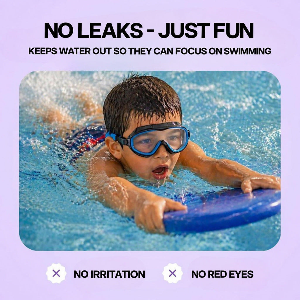 Kids Swim Goggles with Clip-On Nose Bridge and Anti-Fog