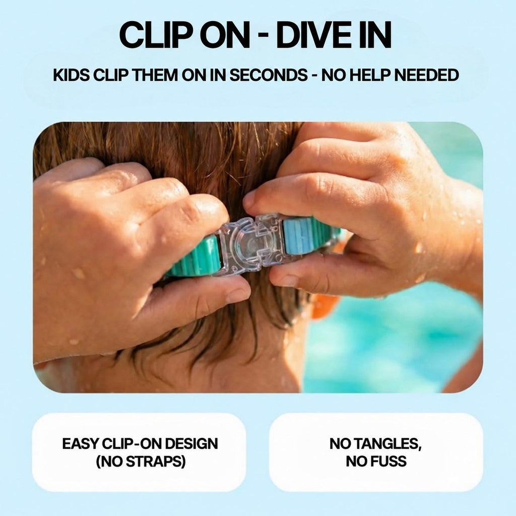 Kids Swim Goggles with Clip-On Nose Bridge and Anti-Fog