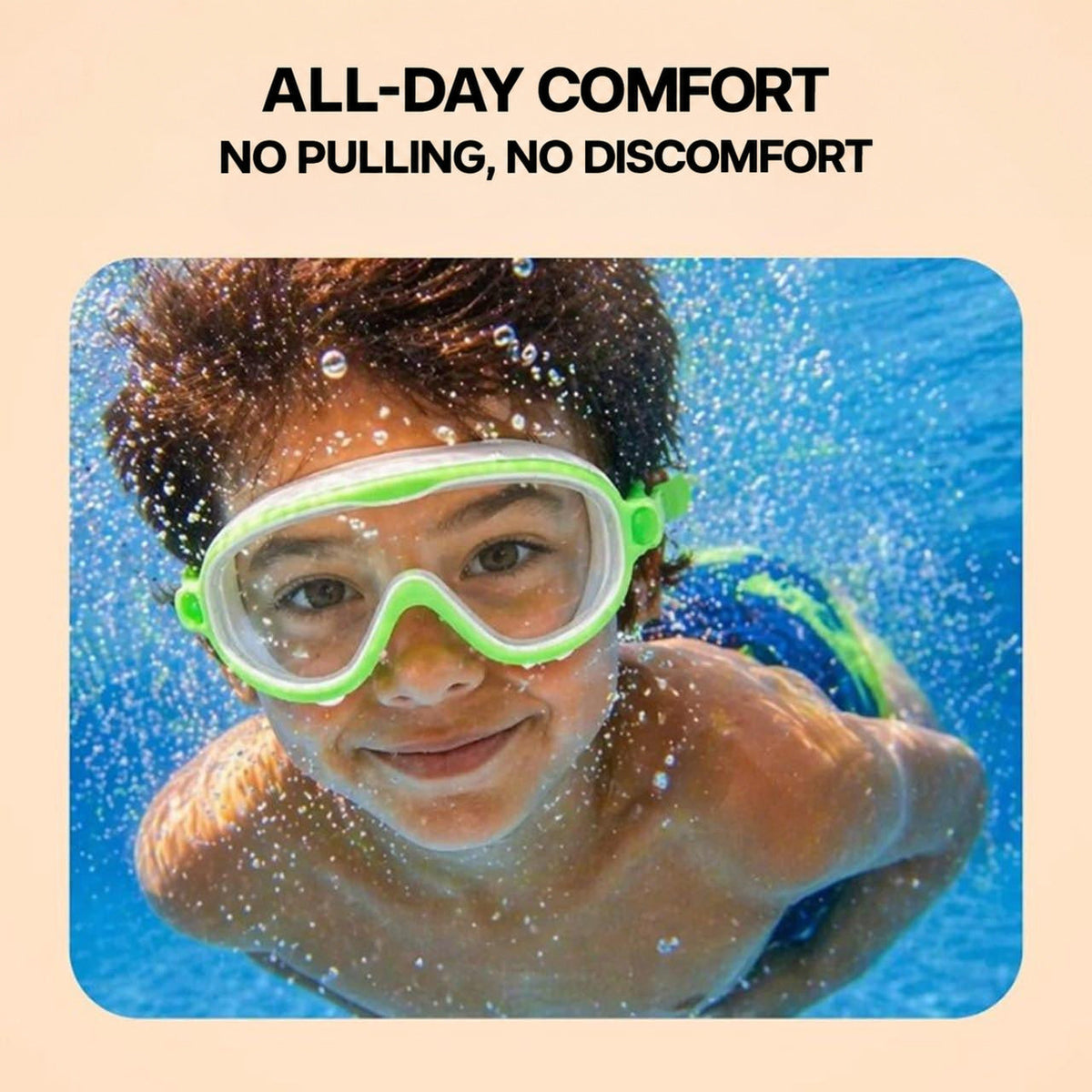 Kids Swim Goggles with Clip-On Nose Bridge and Anti-Fog