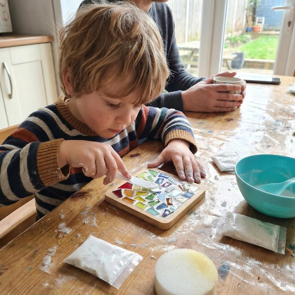 Mosaic Craft Kit for Coasters with Colorful Glass Tiles