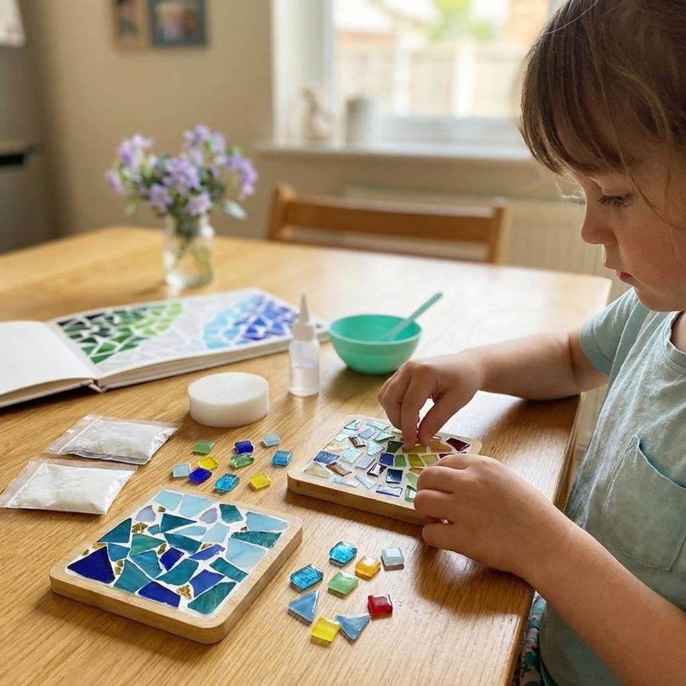Mosaic Craft Kit for Coasters with Colorful Glass Tiles