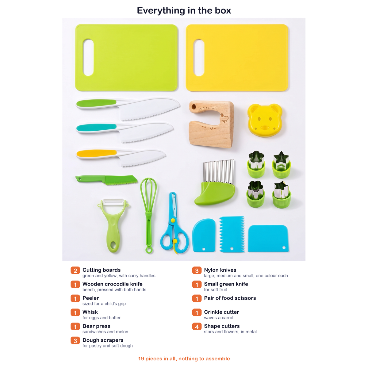 Little Chef Montessori Kitchen Set, Learn To Cook, 19 Pieces