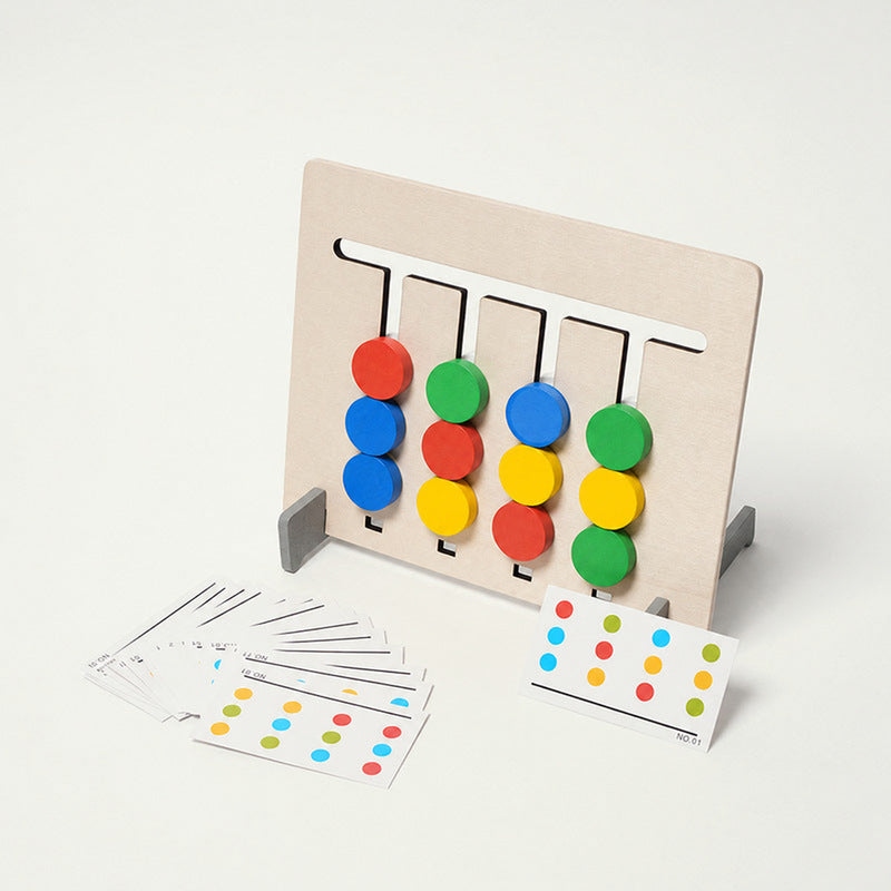 Logic Puzzle Toy with Double-Sided Wooden Board and 18 Challenge Cards