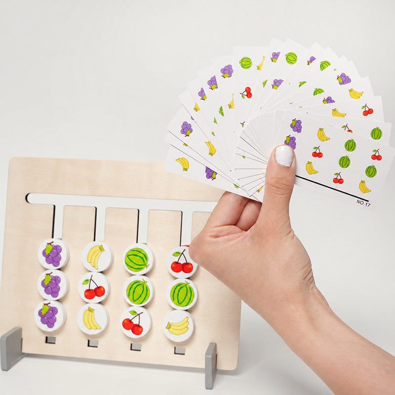 Logic Puzzle Toy with Double-Sided Wooden Board and 18 Challenge Cards