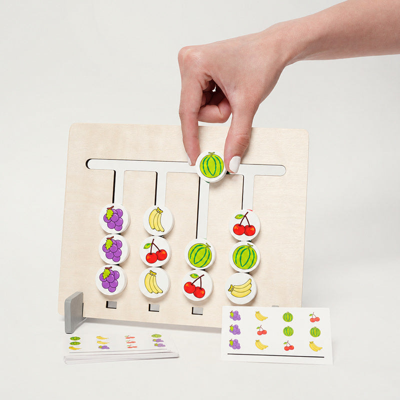 Logic Puzzle Toy with Double-Sided Wooden Board and 18 Challenge Cards