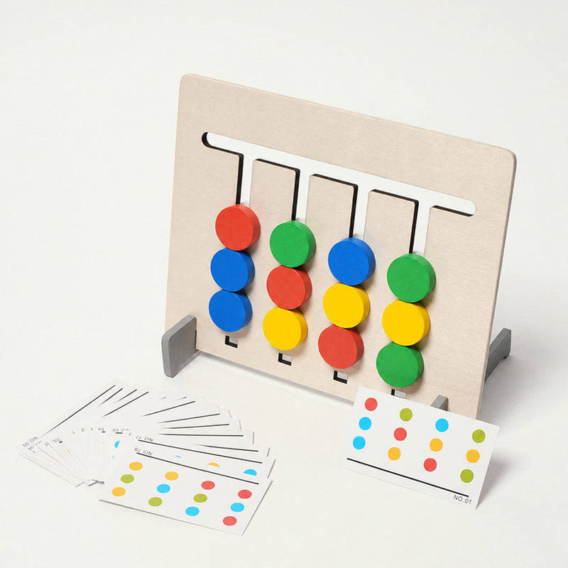 Logic Puzzle Toy with Double-Sided Wooden Board and 18 Challenge Cards